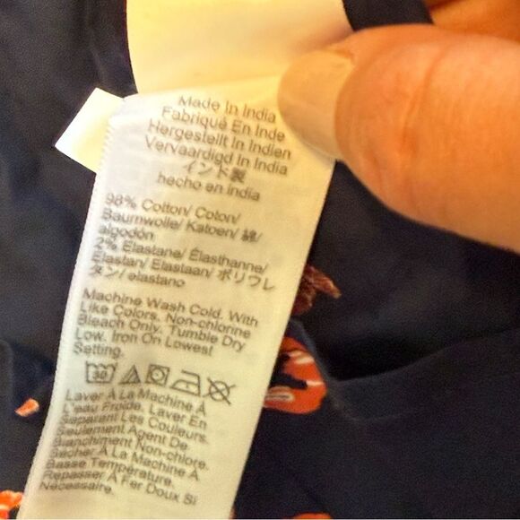 NWT J. Crew Navy Lobster Print Sleeveless Poplin Shirt in Signature Fit Size XS - Picture 7 of 8